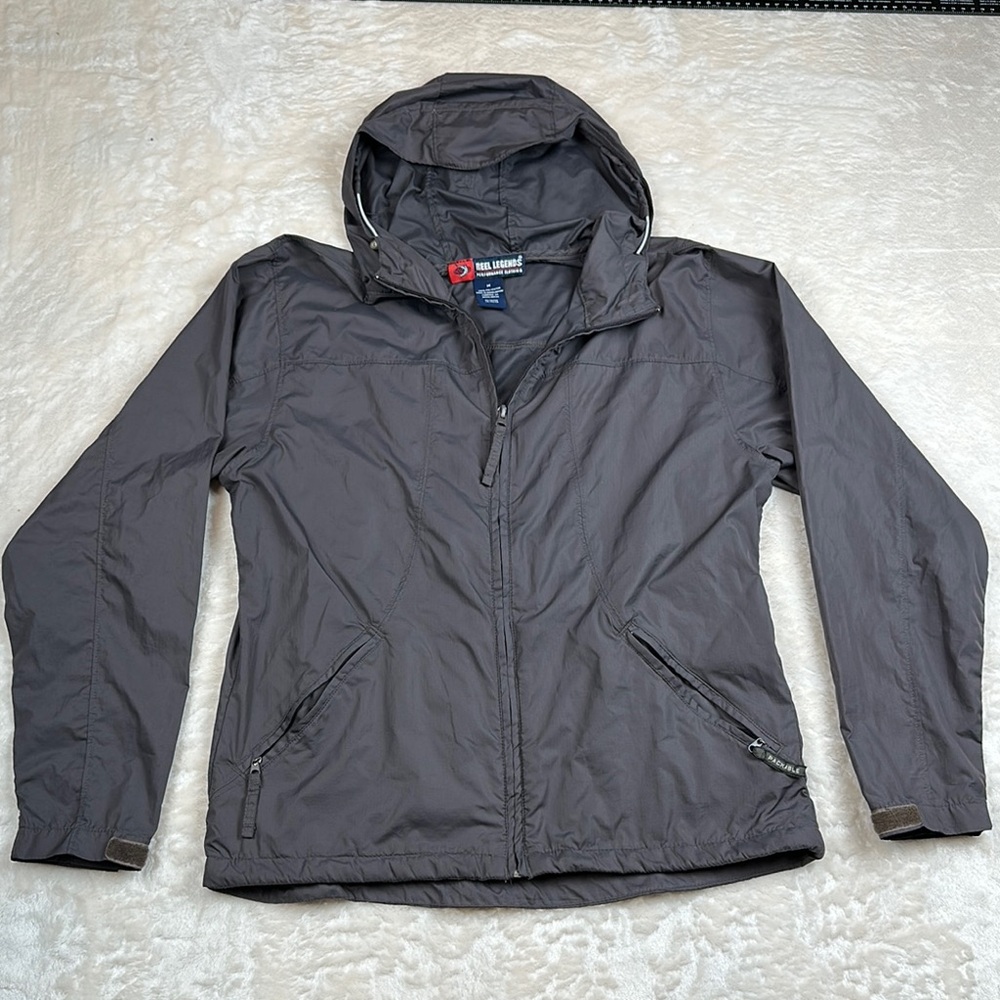 Reel Legends Gray Windbreaker Lightweight Hooded Jacket